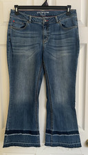 Peace Love World Boho Flared Cropped Jeans Double Layer Hem Size 10