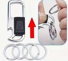 Metal Keychain Car Fob Key Chain Holder Ring Clip with Detachable Valet Anti-Los