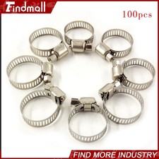 Findmall 100 Pack 3/4" - 1" Drive Hose Clamps Adjustable Fuel Line Worm Clips