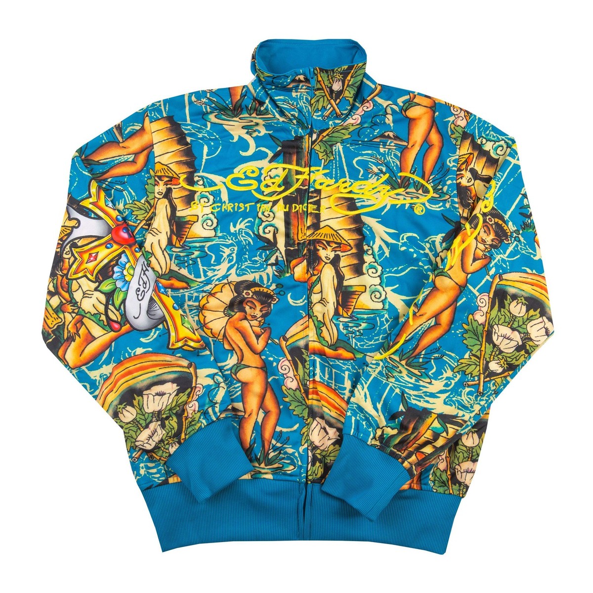Vintage Teal Ed Hardy Geisha Track Jacket (2000's) Size M | eBay