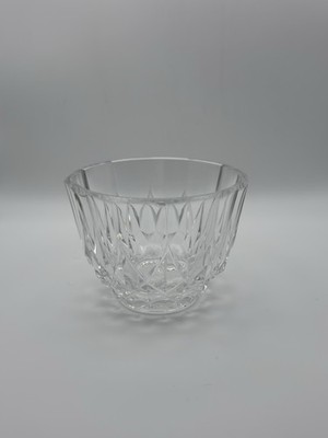 Vintage Val Saint Lambert Crystal Sugar Bowl Cut Glass Diamond Pattern 3.75''