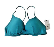 Women  s 34C Wrap Front Textured Bikini Top Shade  Shore Teal Green NWT