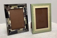 2 Natalini Handmade Italian Italy Marquetry Picture Frame 5x 7" Brown Suede Back