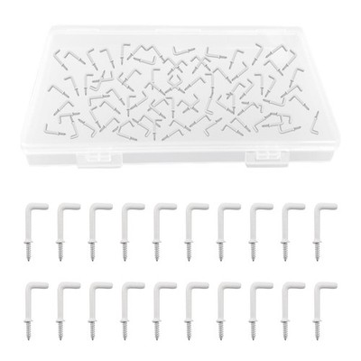 L Shaped Hooks, 80Pcs Plastic-Coated Surface Shouldered Dresser Cup Right Ang...