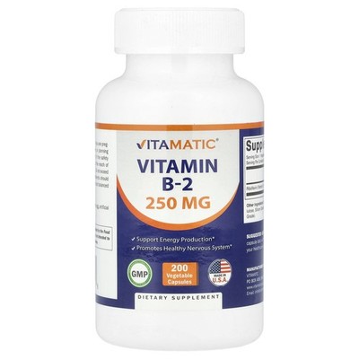 Vitamin B-2, 250 mg , 200 Vegetable Capsules
