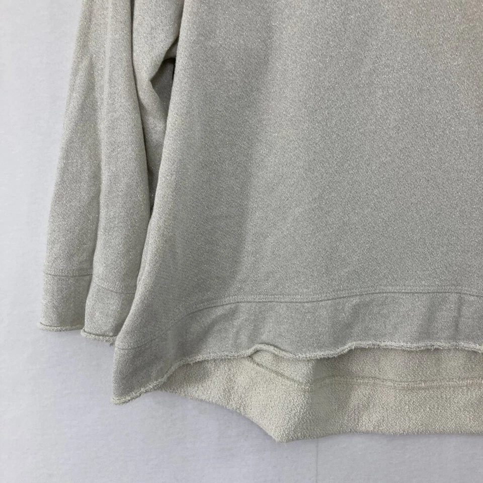 Sudadera Wilt Talla Grande Gris Claro Dobladillo Crudo Relajada Holgada Cuello en V Informal Foto 4 de 4