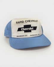 Vtg 80s CHEVROLET Snapback Trucker Hat CHEVY Mesh Foam Snap Back ROPE Biker Auto