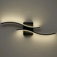 Modern Led Sconce Wall Lighting Indoor 24" Minimalist Industrial Black Wall S...