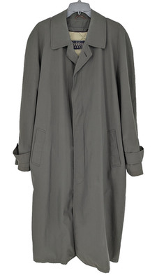 NEWPORT HARBOR Men Black Trench Coat 54'' Across Chest 52'' Length Pure Wool Liner