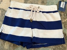 Polo Ralph Lauren Navy White Cotton Drawstring Shorts Little Girls Sz 4/4T NWT