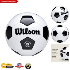 Wilson Traditional Soccer Ball - Size 5, Black/White Durability for All Players
