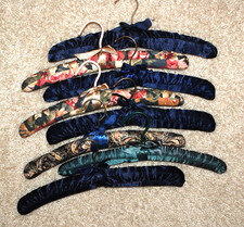 Satin Fabric Padded Lingerie Clothes Hangers Ribbon Unbranded Set of 8 Vintage