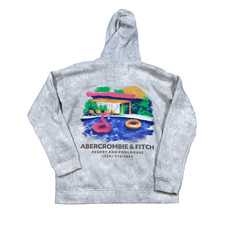 Abercrombie  Fitch Hoodie Girls 15/16 Gray Sweatshirt Beach Pool House Tie Dye