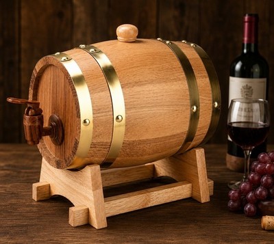 3 Liter Holz Weinfass Zapfanlage Eiche Bier Whisky Rum Fass Zapfhahn Fass