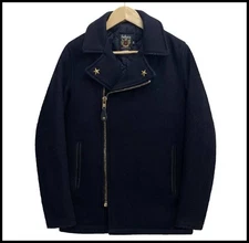 Schott 7068 Wool Pea Coat 2oz Quilted Wool Leather Trim