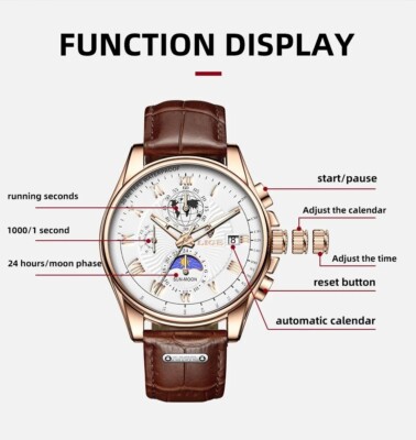 Montre Homme Lige Classique à Quartz - Cadran Blanc, Boîtier Acier Argenté, Bracelet Cuir Marron 22mm, étanche 30m, Avec Date