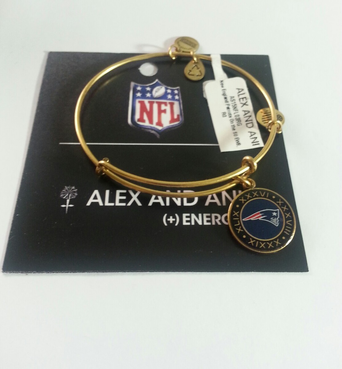 Alex and Ani New England Patriots Football Bangle Bracelet NWT NFL