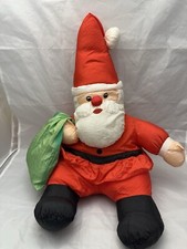 Vintage 90 s Santa Claus Plush Toy Nylon Parachute Large Sitting 17