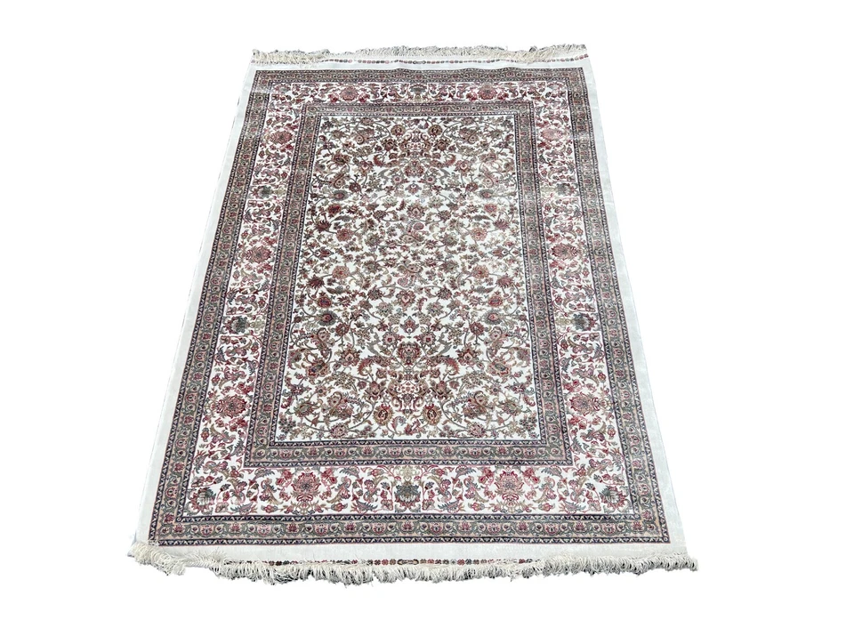 Alfombra oriental de seda pura acolchada marfil 4X6 1000 KPSI (3'11" x 5'11") Foto 2 de 4