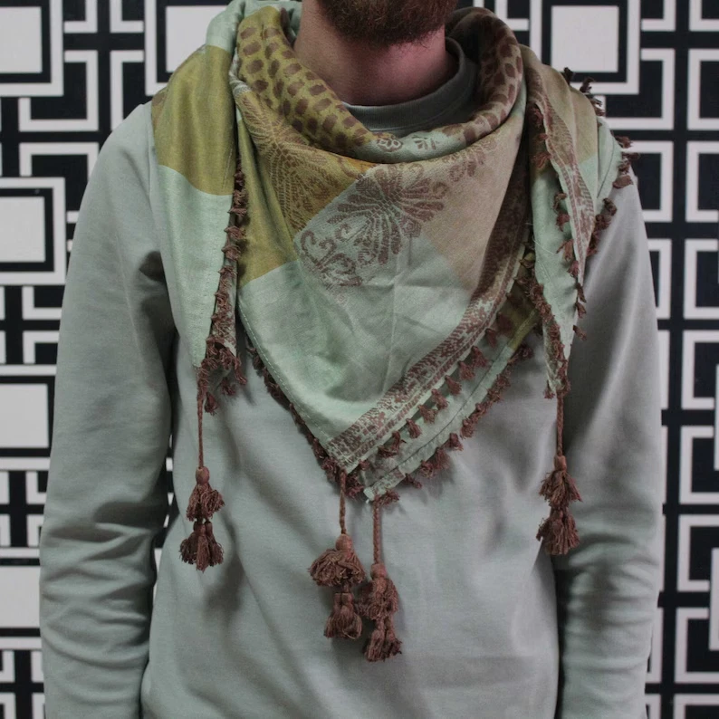 Moss Green Coast Peace Palestine Shawl Arab Shemagh Keffiyeh Catholic