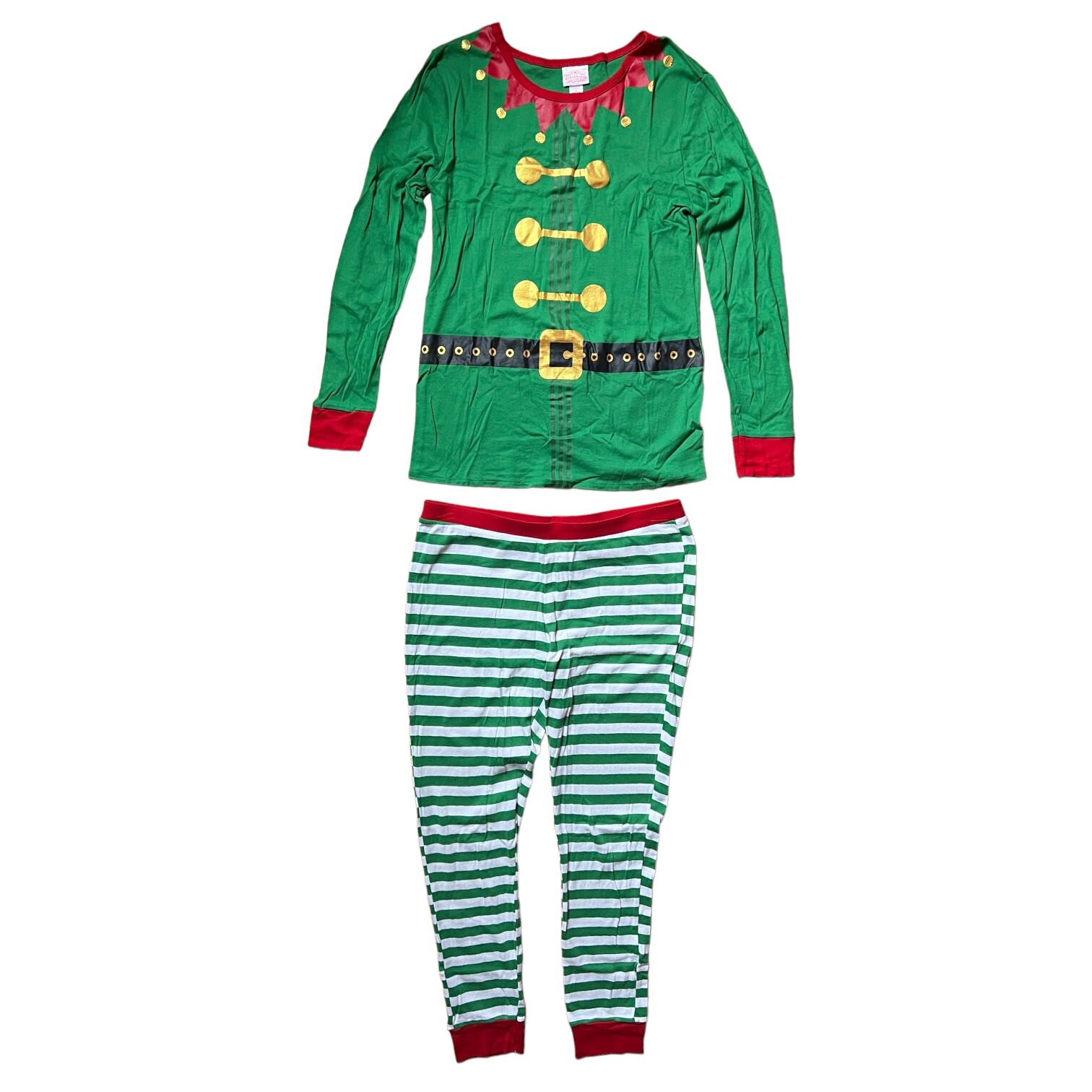 Women's Elf Pajama Set Size L 2 Piece Matching Family