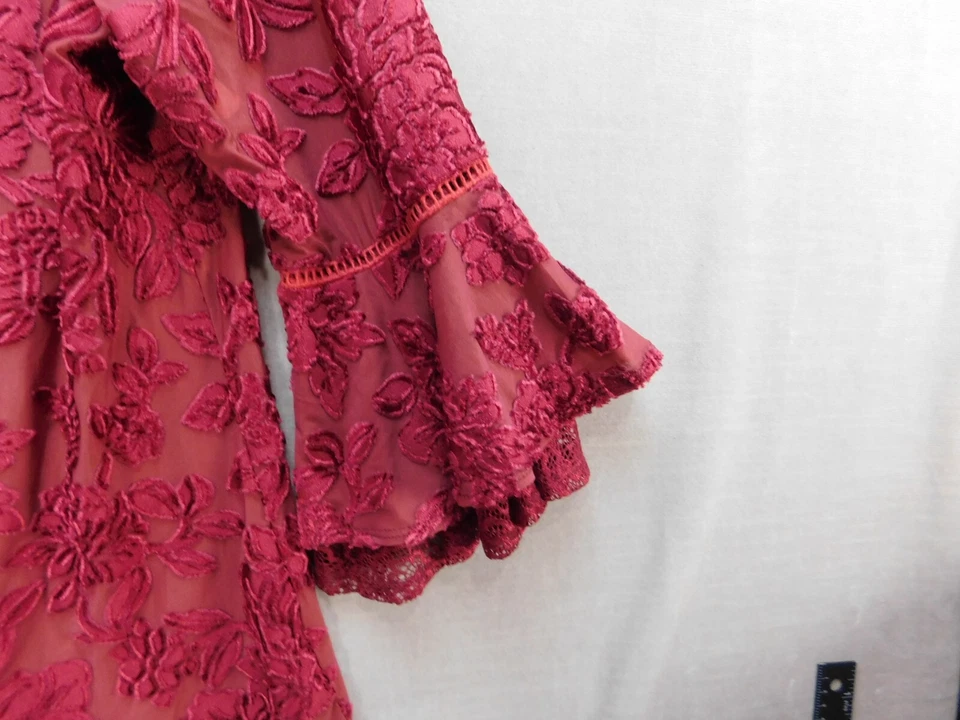 Top Figueroa y Flor Para Mujer Pequeño Rojo Floral Encaje Mangas Volantes Boho Foto 4 de 4