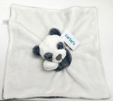 Carters Panda Bear Security Blanket Lovey Soft Plush Gray White 67833 NWT