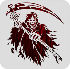 12X12Inch Halloween Decoration Stencils, Grim Reaper Skeleton Scythe Pattern Cut