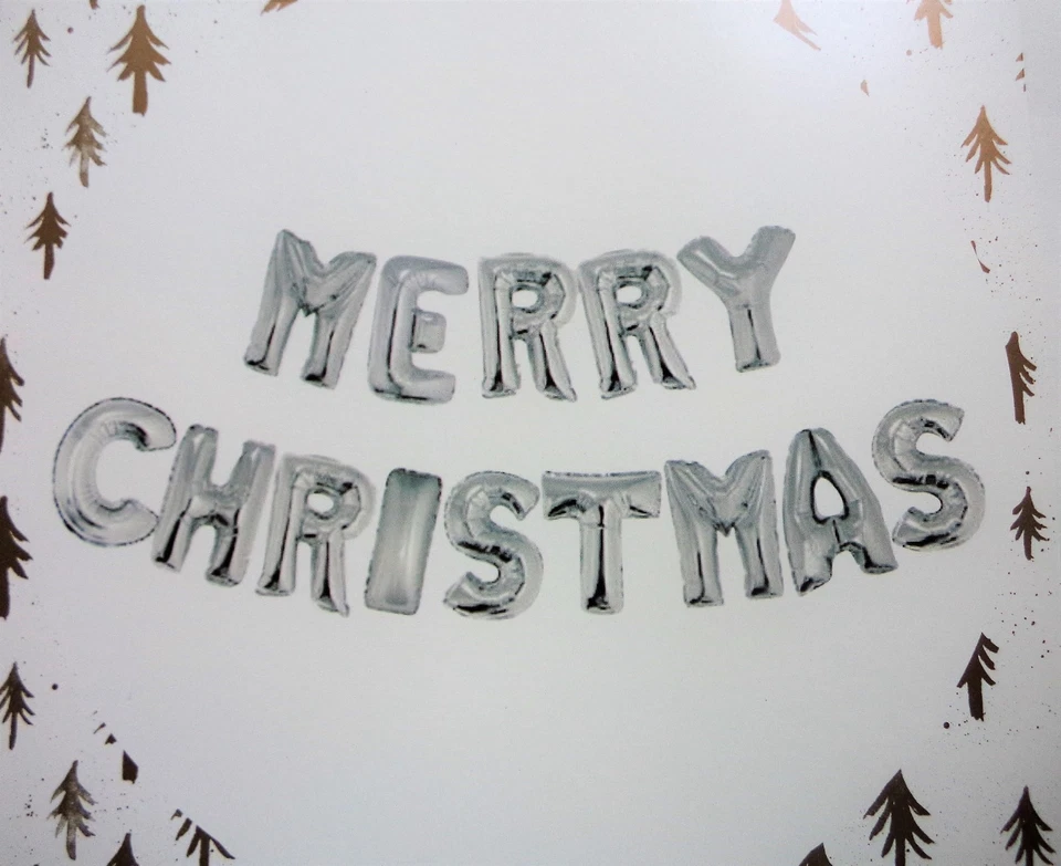 MERRY CHRISTMAS LETTER FOIL BALLOON GARLAND PARTY DECORATION GOLD SILVER RED  - Image 4 of 4