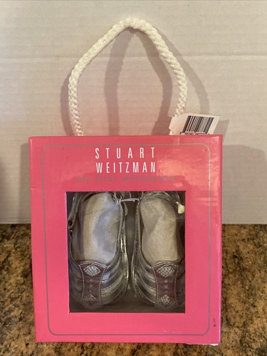 My First Stuart Weitzman Infant Girls Baby 2 Shoes Metallic Silver Sandals NIB - Picture 2 of 8