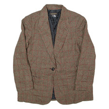 Vintage Requirements Womens Blazer Jacket Brown Wool 90s Houndstooth L