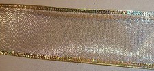 5 Yds. GOLD MESH IRIDESCENT WIRE EDGE RIBBON 1 1/2" Wide