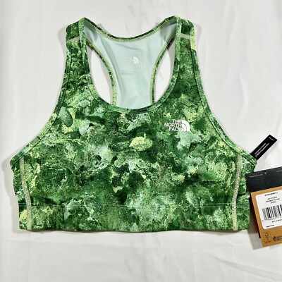 The North Face Women's L Elevation Sports Bra Lime Cream Grit Texture Print SB8