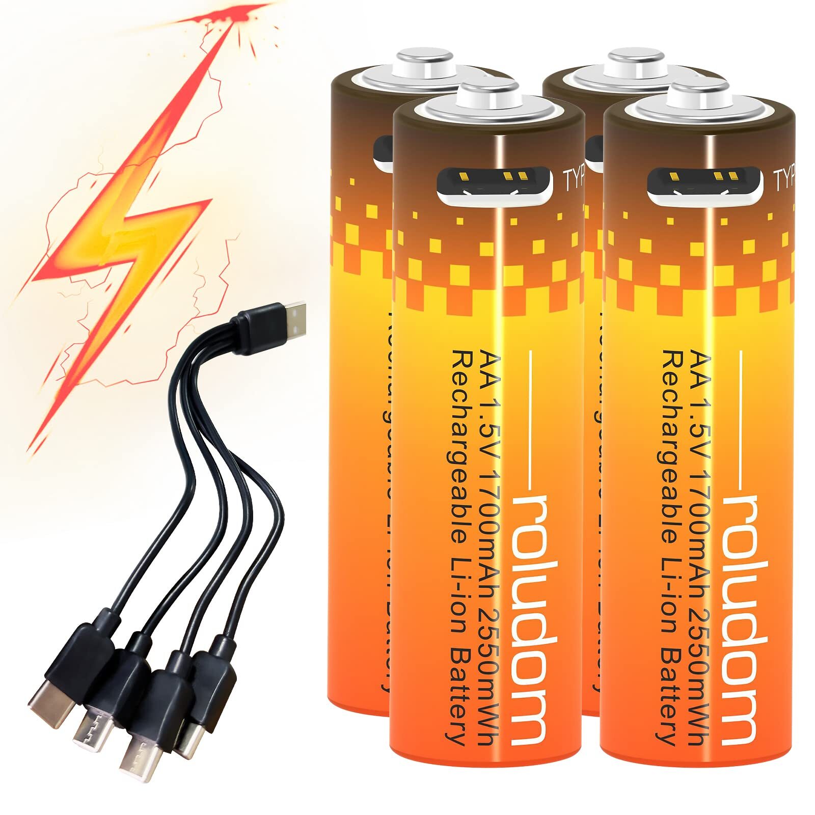 AA Rechargeable Batteries 1.5V / 2600mAh, USB-C AA Battery Lithium-ion Batter...-image