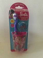 Mattel Barbie Brush Buddies toothbrush set rinsing cup brush cap 3 pc Best Deal