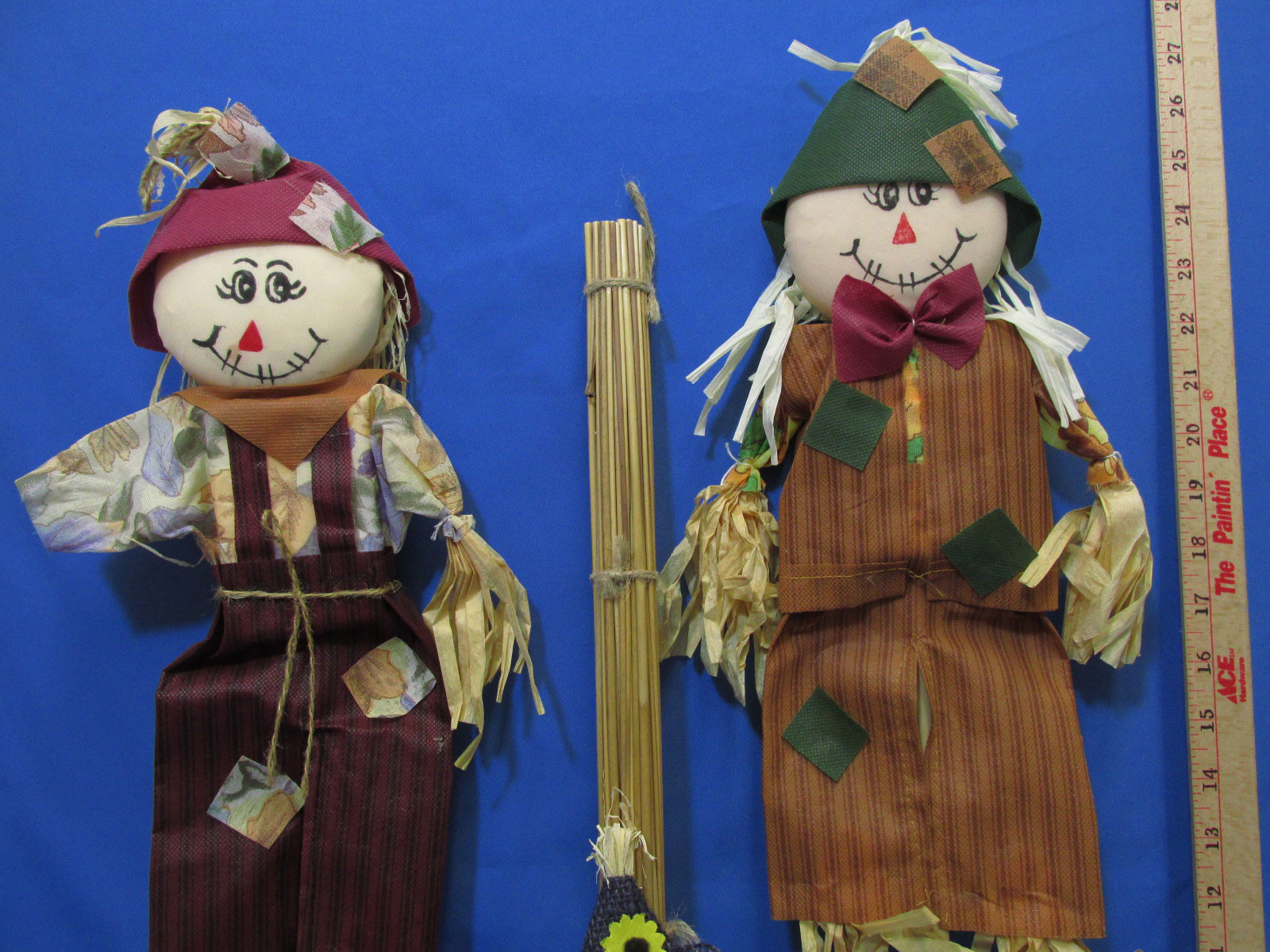 Thanksgiving Fall Autumn Scarecrows & Straw Broom Colorful On Stick Pokes Lot 3 eBay