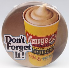 Vintage Wendy's Restaurant Frosty Pinback Button Don't Forget It Employee Pin
