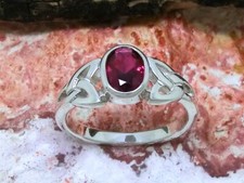 Keltischer Knoten Ring 925 Sterling Silber Stein Rot Triquetra Silberring
