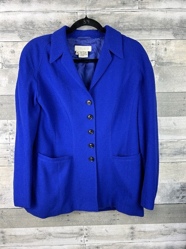 Escada Margaret Ley Women’s Blue Wool Button Up Coat 42