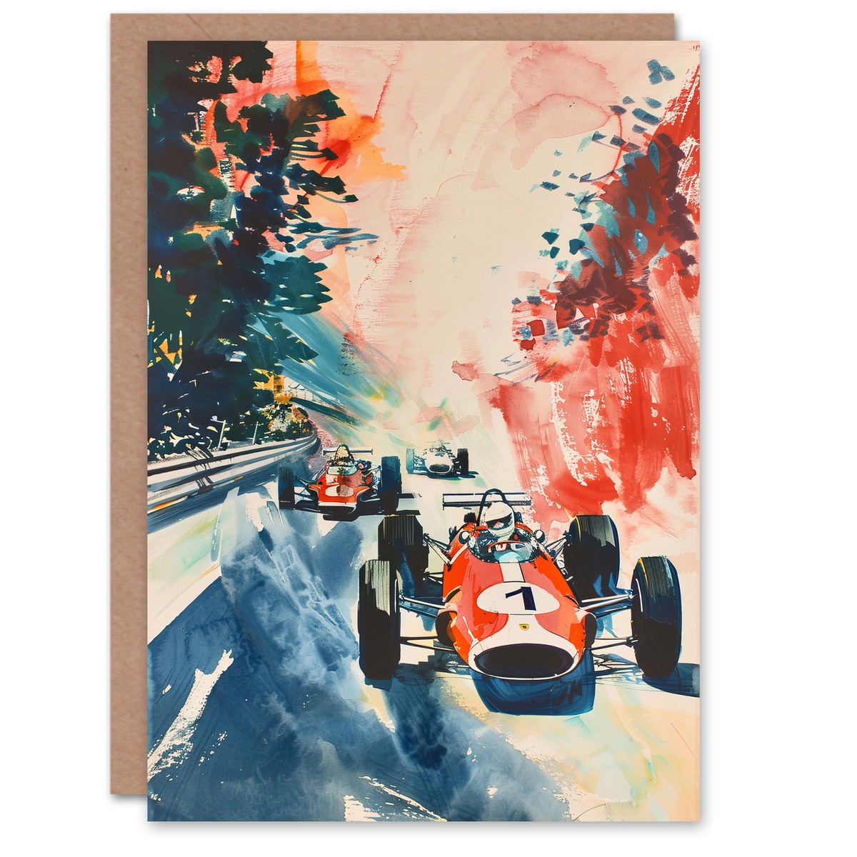 Vintage Motorsport Grußkarte – Für Ihn, Geburtstagskarte Mit Auto-Renn-Design, 17,5 X 12,5 Cm