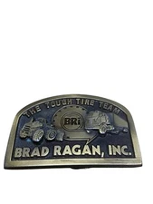 Vintage Brad Ragan Inc. Belt Buckle The Tough Tire Team Spec-Cast