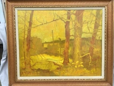 JOHN E POTI FRAMED PAINTING WOODS / TREES