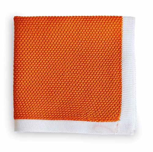 Frederick Thomas knitted pocket square handkerchief in orange FT3175 - Picture 2 of 4