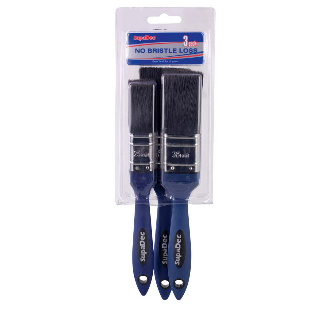 SupaDec DIY Decorating No Bristle Loss 3 Piece Paint Brush Set