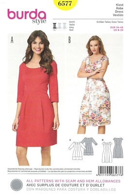 Burda 6577 Fit & Flare 8-Panel Dress w 3/4 or Cap Sleeves Sz 8-20 UNCUT Pattern | eBay Burda 6577 Fit & Flare 8-Panel Dress w 3/4 or Cap Sleeves Sz 8-20 UNCUT Pattern | eBay