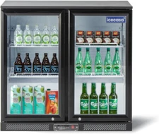 ICECASA Beverage Refrigerator, 2 Glass Door 36" Back Bar Wine Beer Drink Cooler