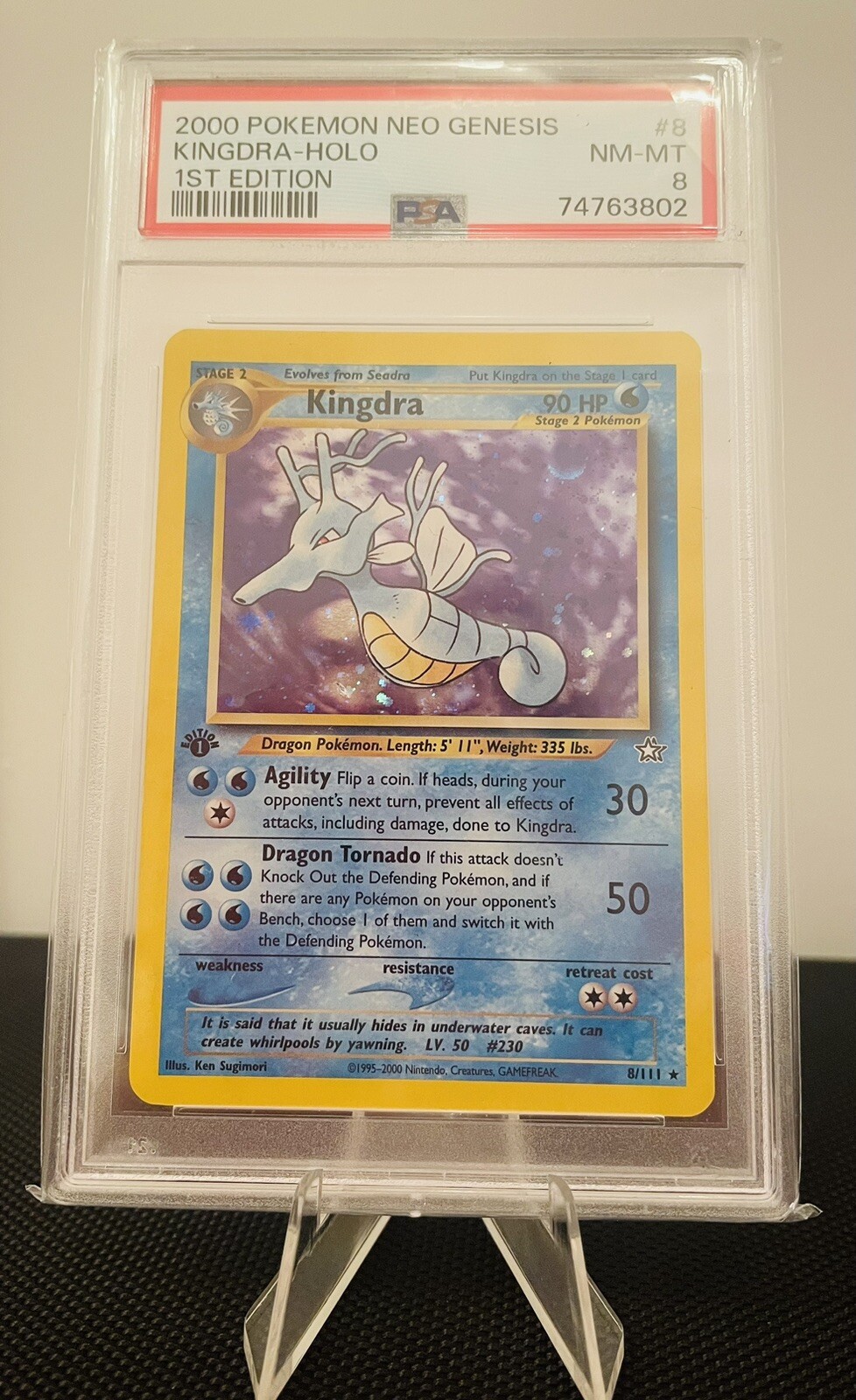 Pokemon Kingdra Neo Genesis 1st Edition Holo Rare #8 PSA 8