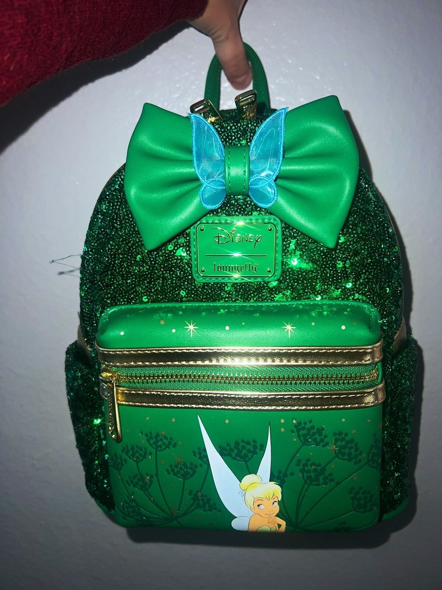 新作！Disney x loungefly ティンカーベルグリーンリュック Peter Pan Tinker Bell Exclusive Floral Mini Backpack | Loungefly