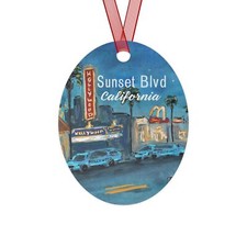 Sunset Blvd Metal 2 Sided Ornament Los Angeles California Travel Memory Gift