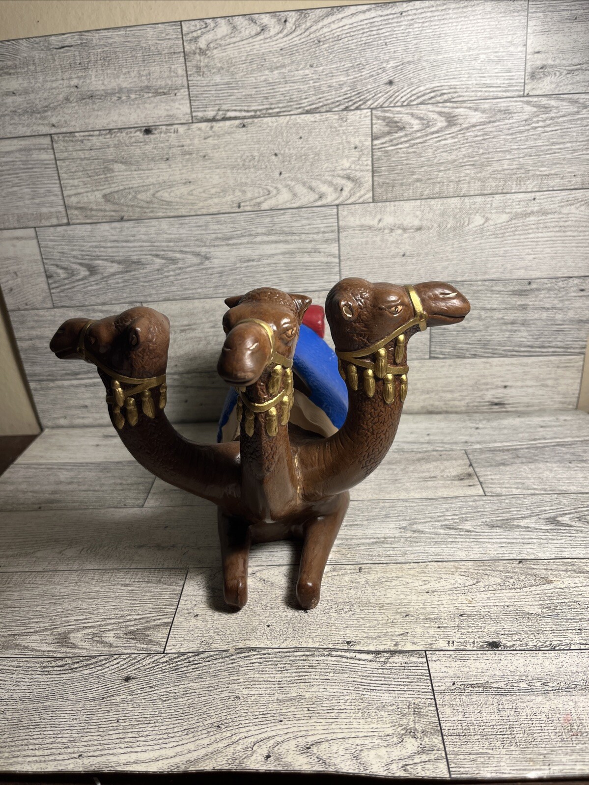 Rare Vtg 3 Headed Camel Hand Painted Ceramic Mold Signed & Dated